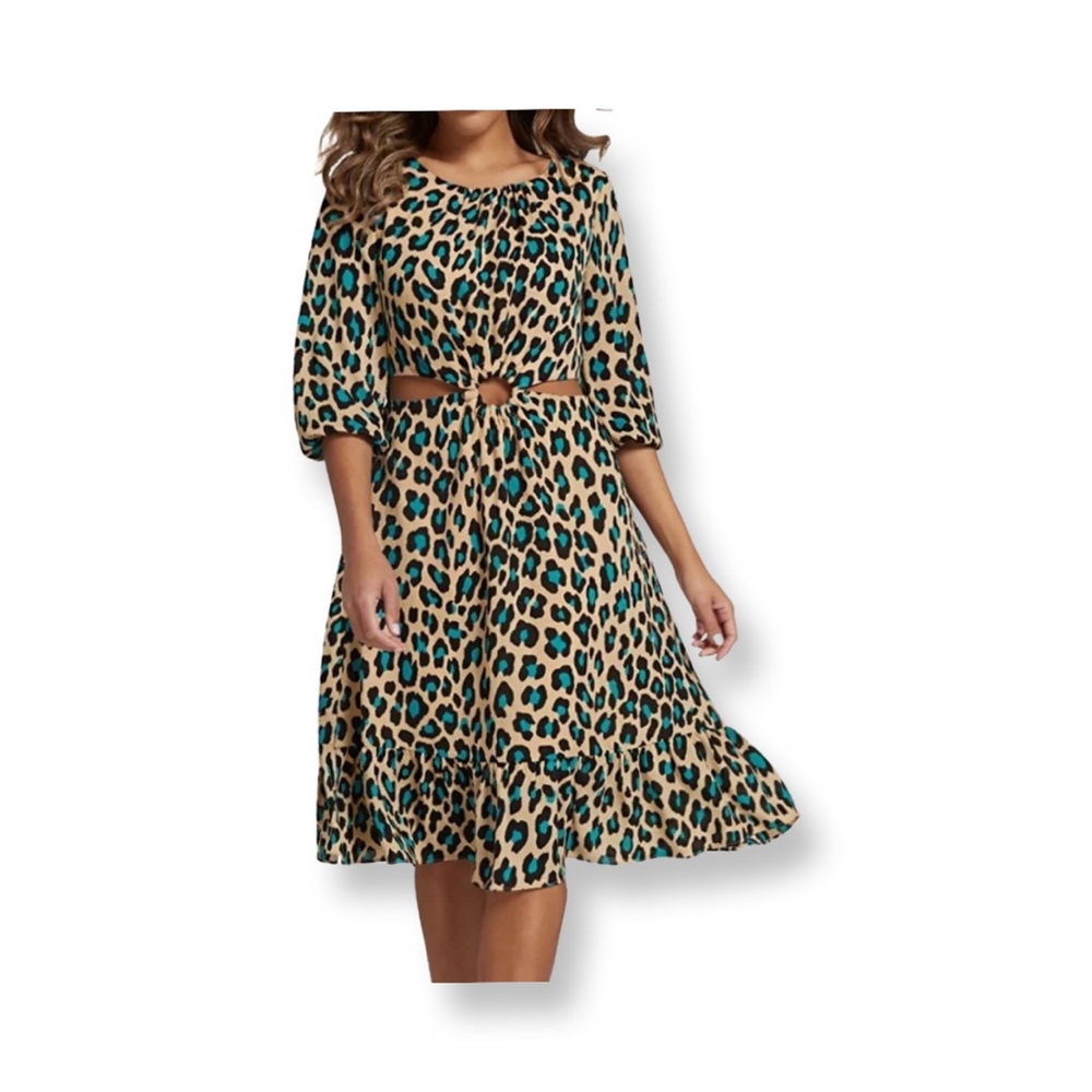 Leopard print cut out MIDI Brand New Size Large - Picture 1 of 7
